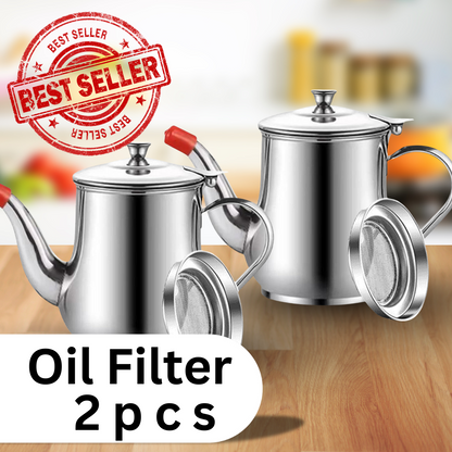 Premium Oil Filter Pot with Fine Mesh Strainer