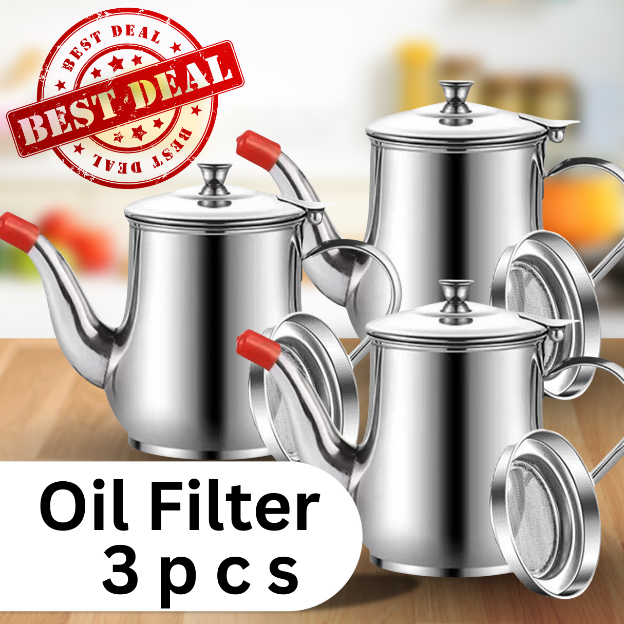 Premium Oil Filter Pot with Fine Mesh Strainer